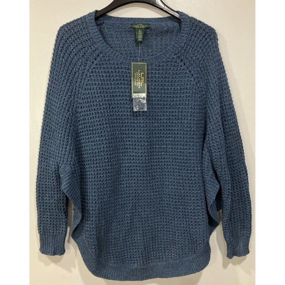Lauren Jeans Co Ralph Lauren Indigo Shawl Pullover Sweater Size XL NWT Boho - Picture 1 of 7